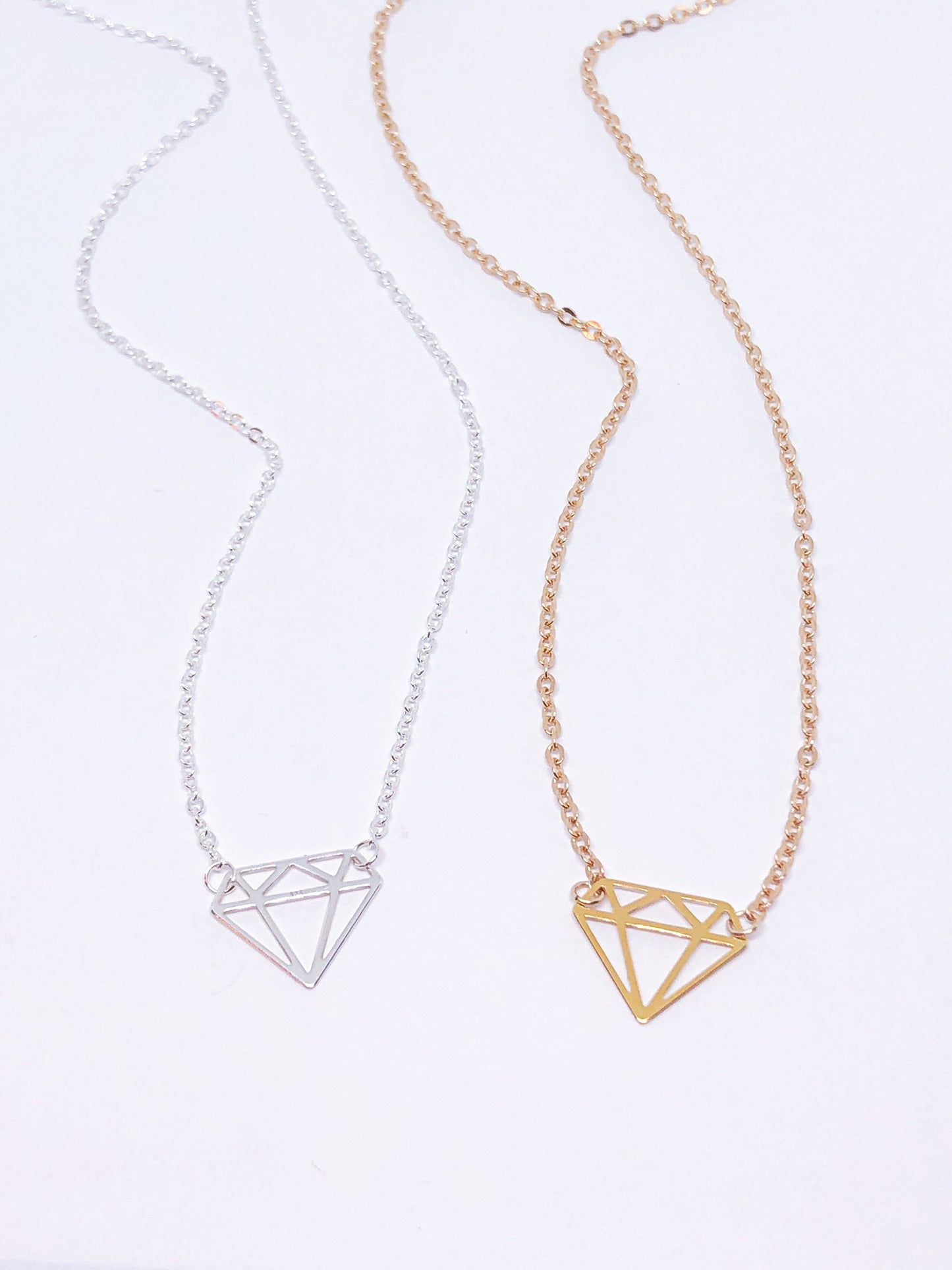 Diamond pendant in silver or gold