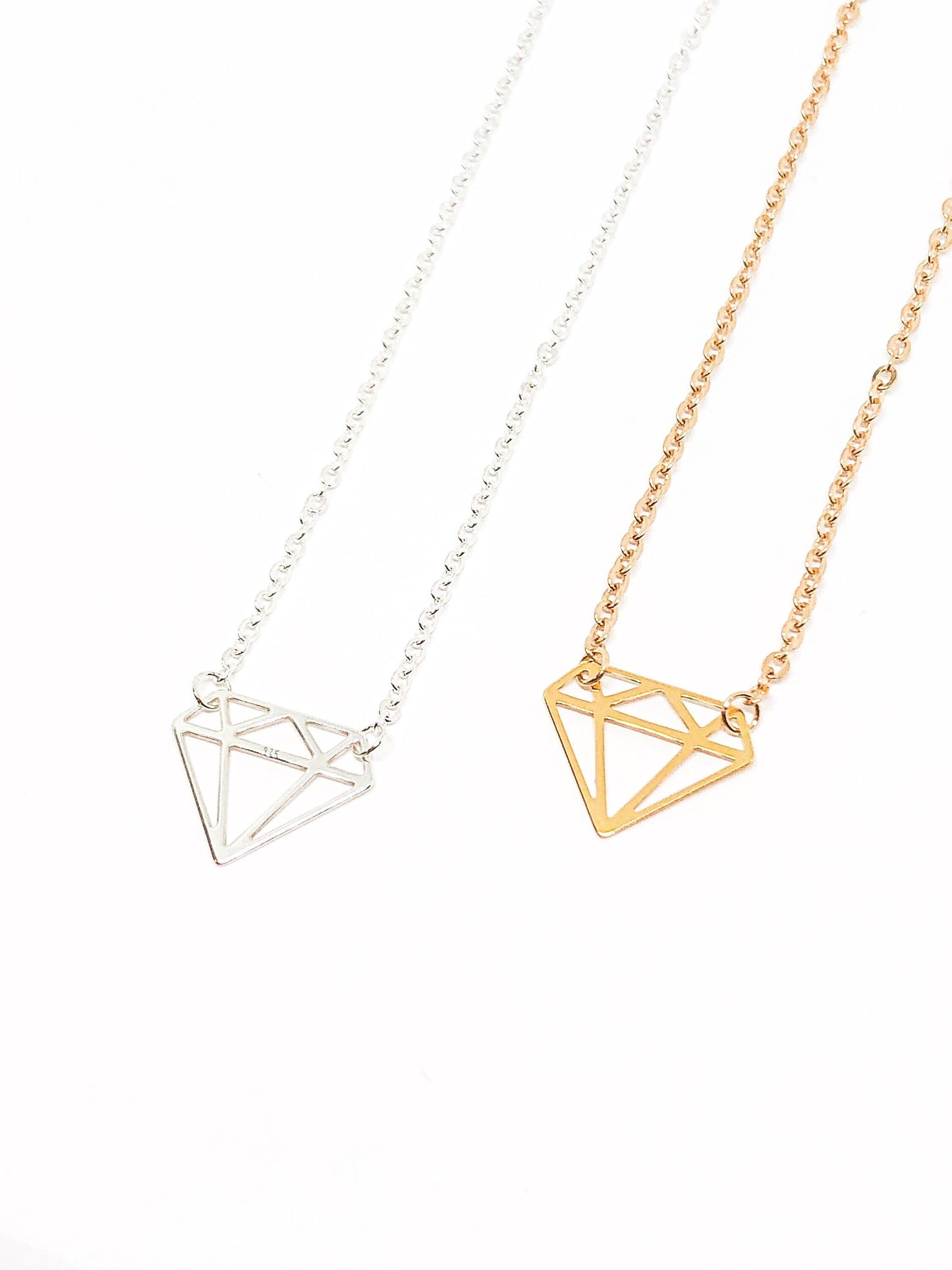 Diamond pendant in silver or gold