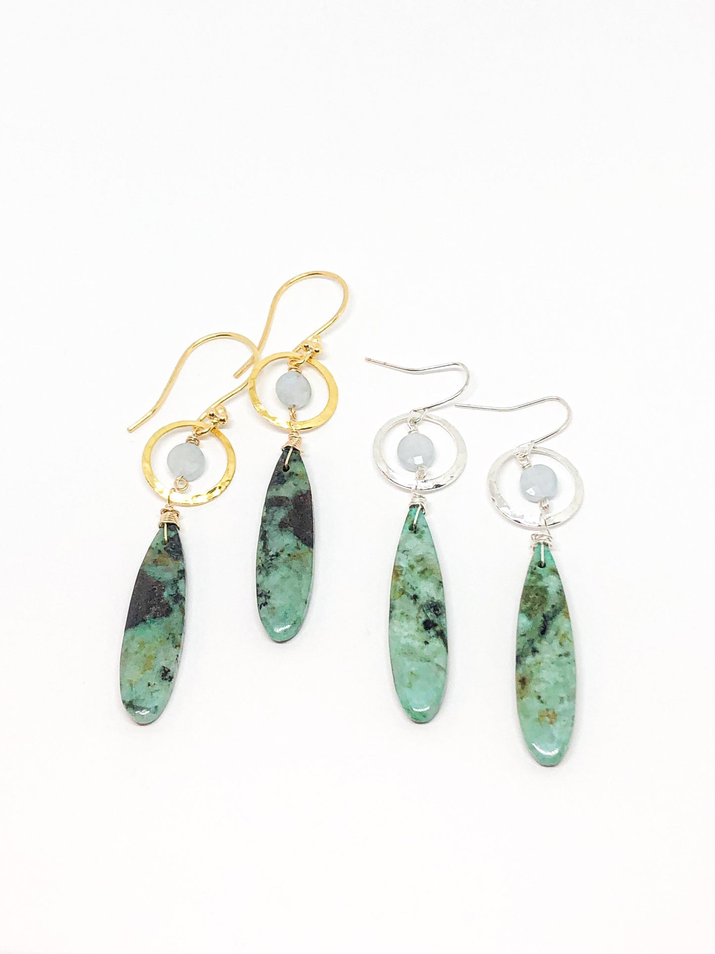 African turquoise earrings in gold or silver