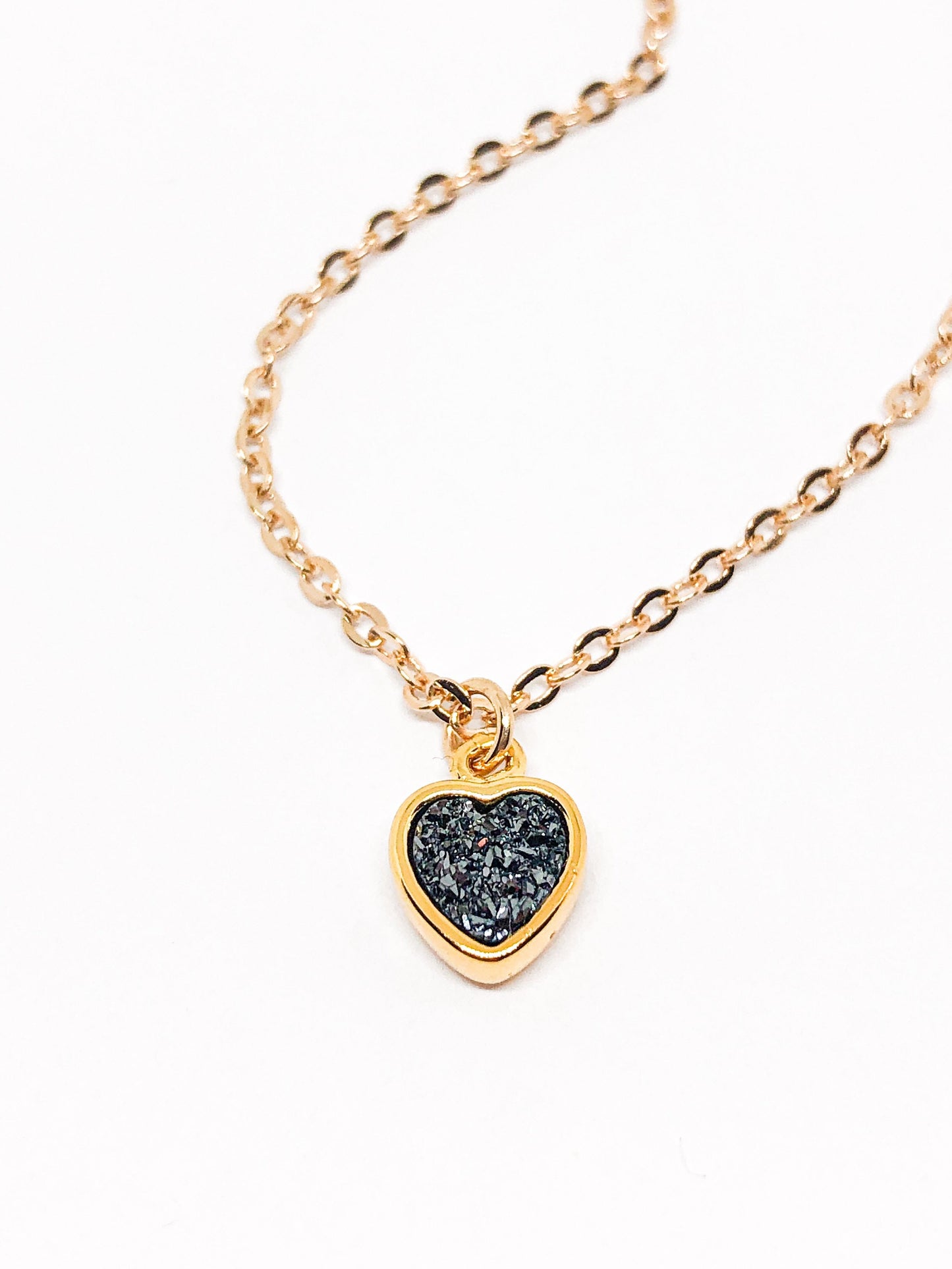 Druzy heart necklace