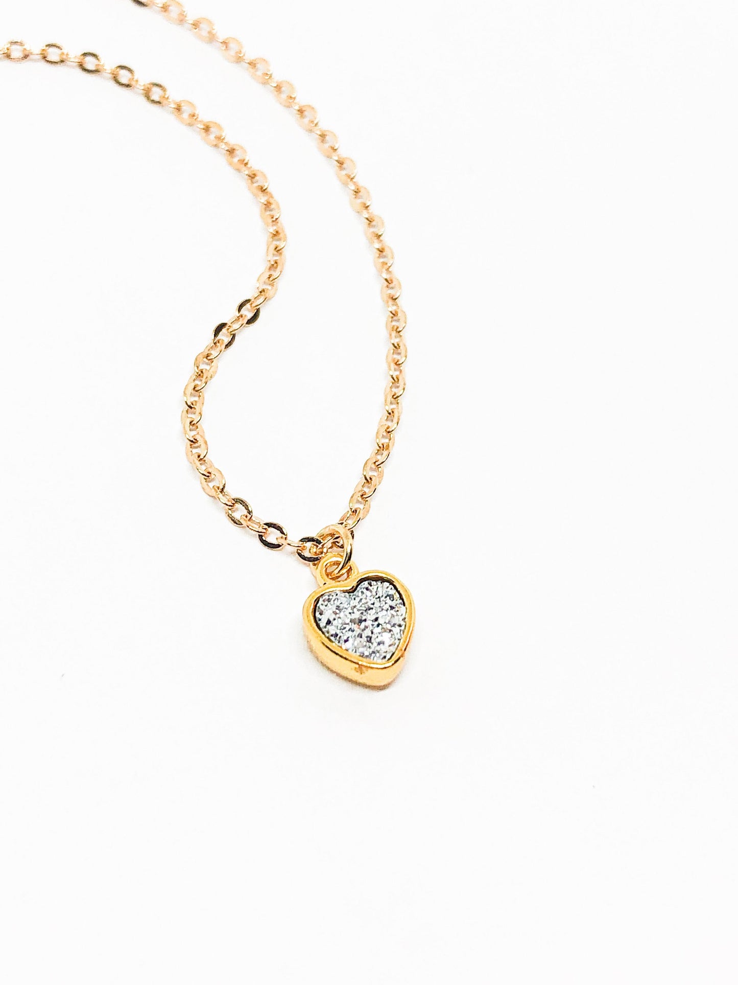 Druzy heart necklace