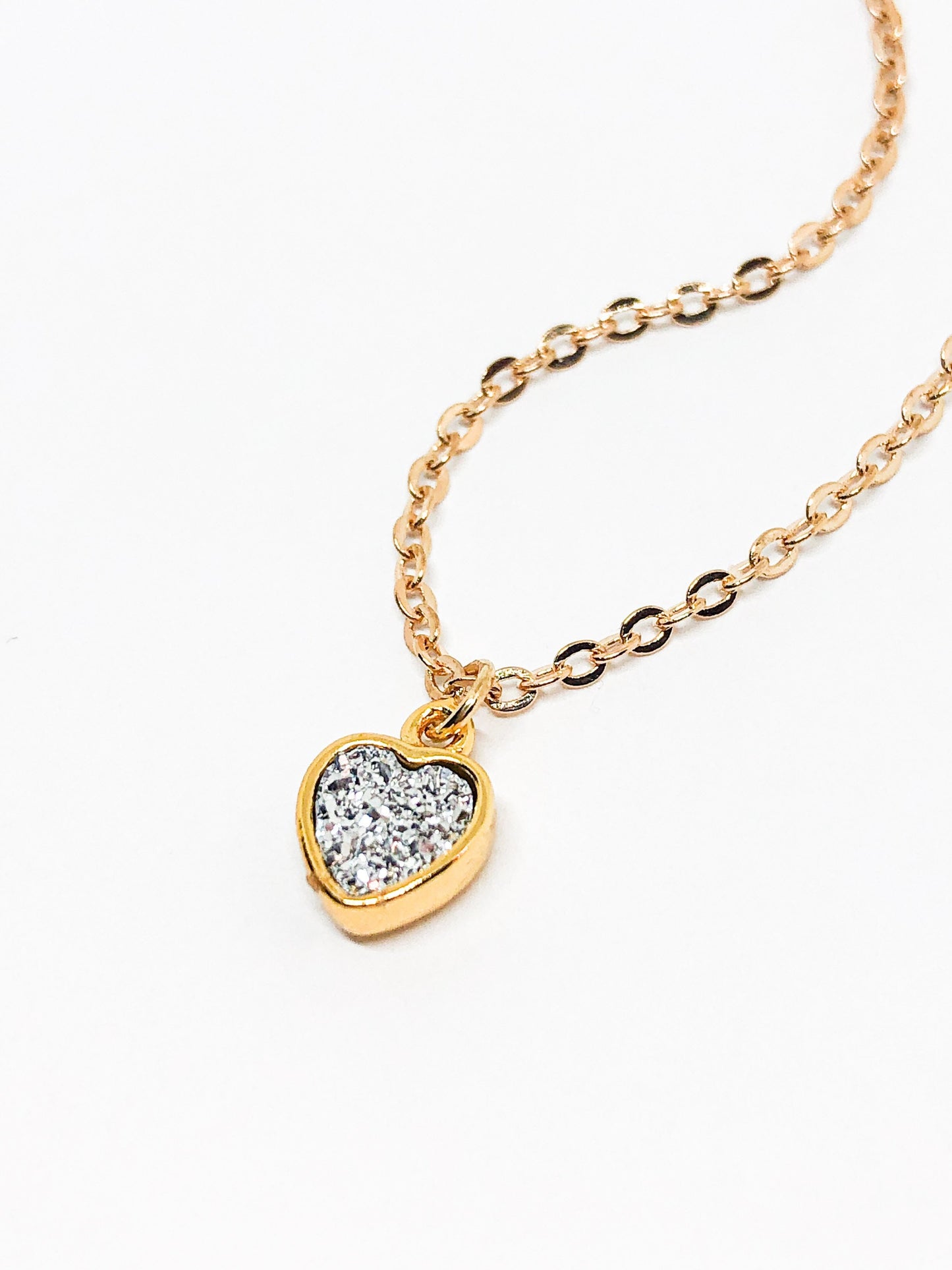 Druzy heart necklace