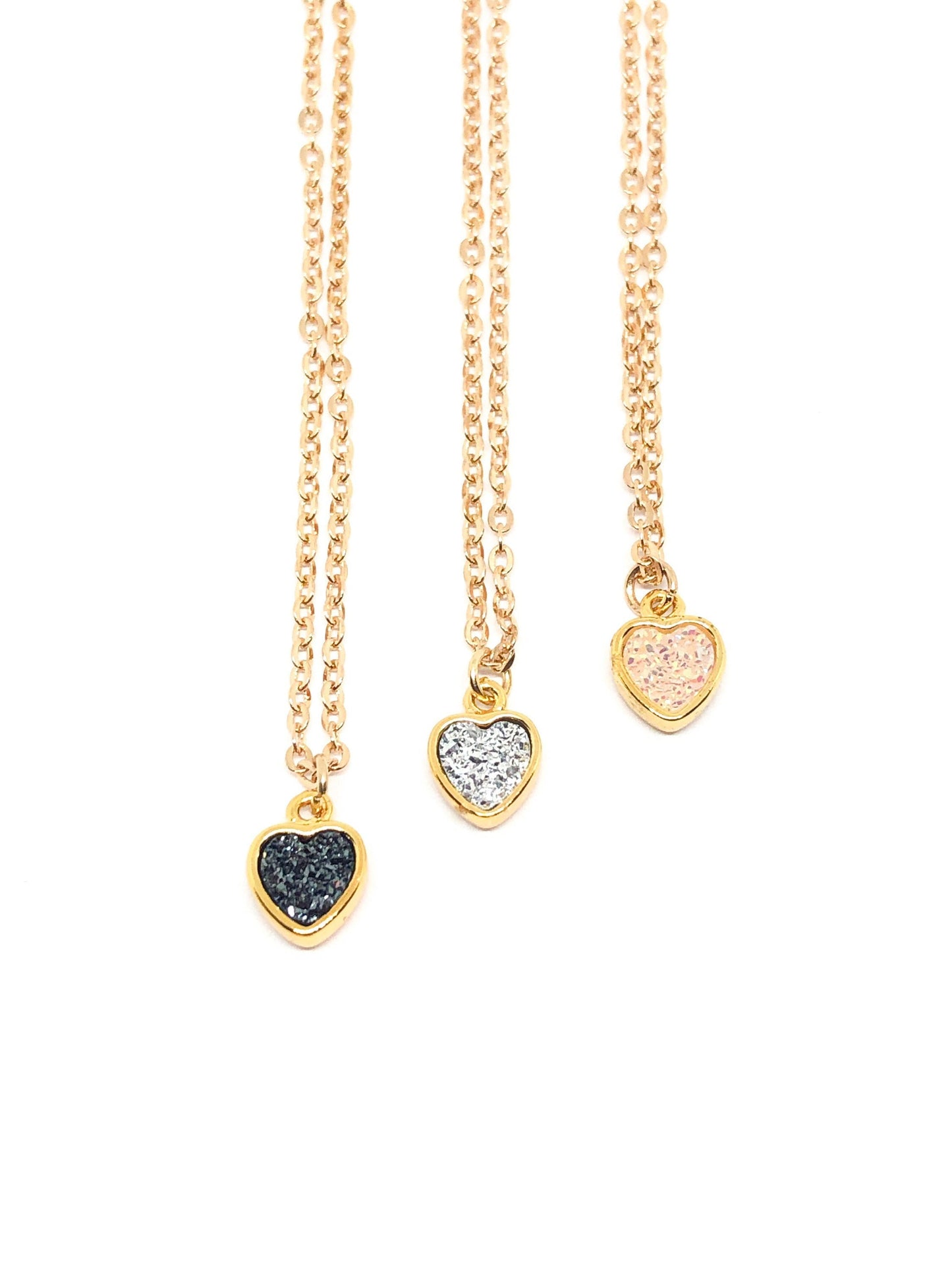 Druzy heart necklace