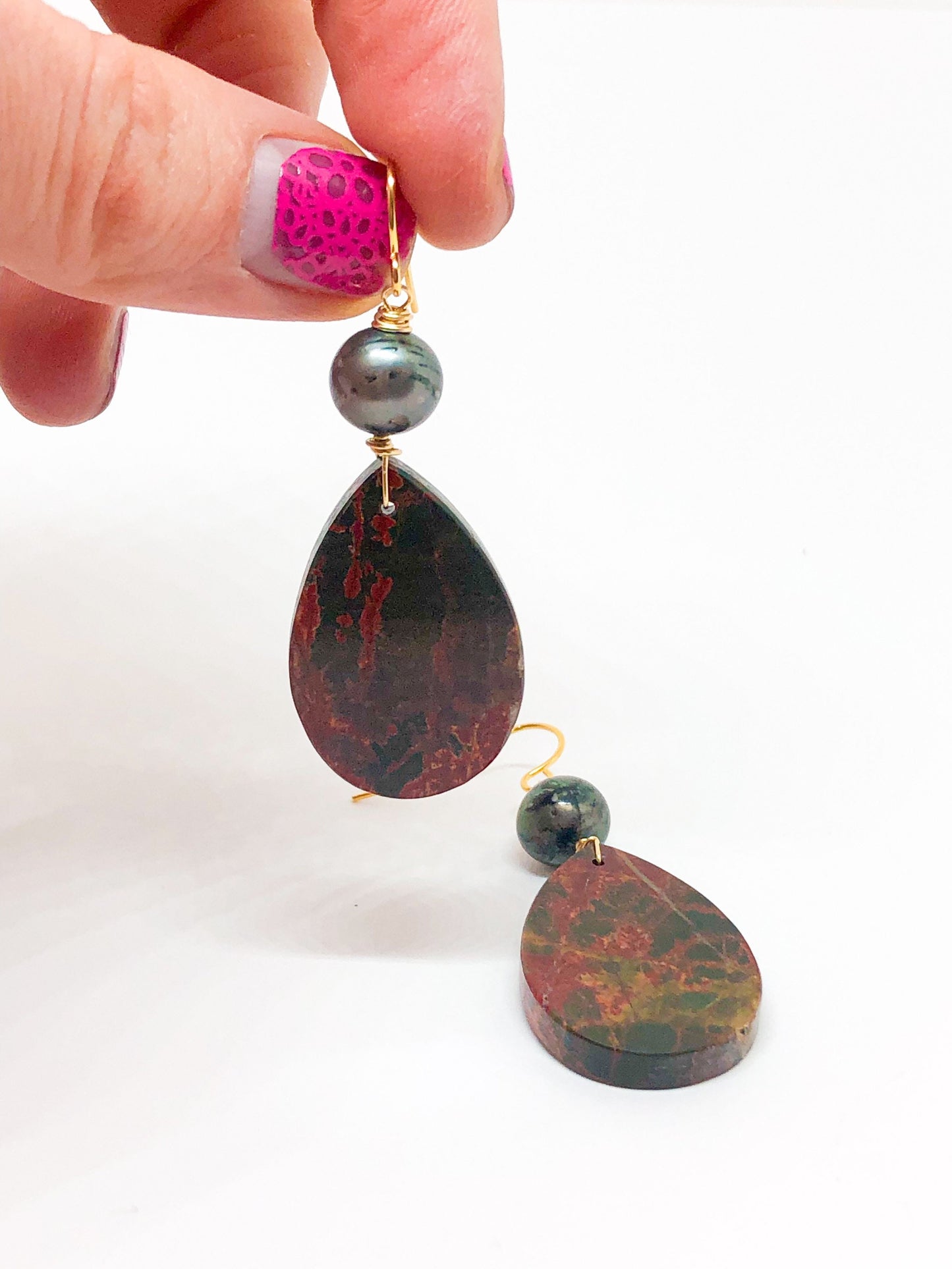 Jasper and Pearl earrings