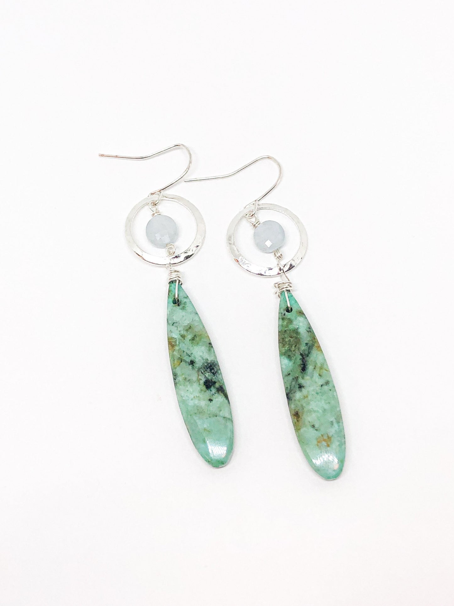 African turquoise earrings in gold or silver