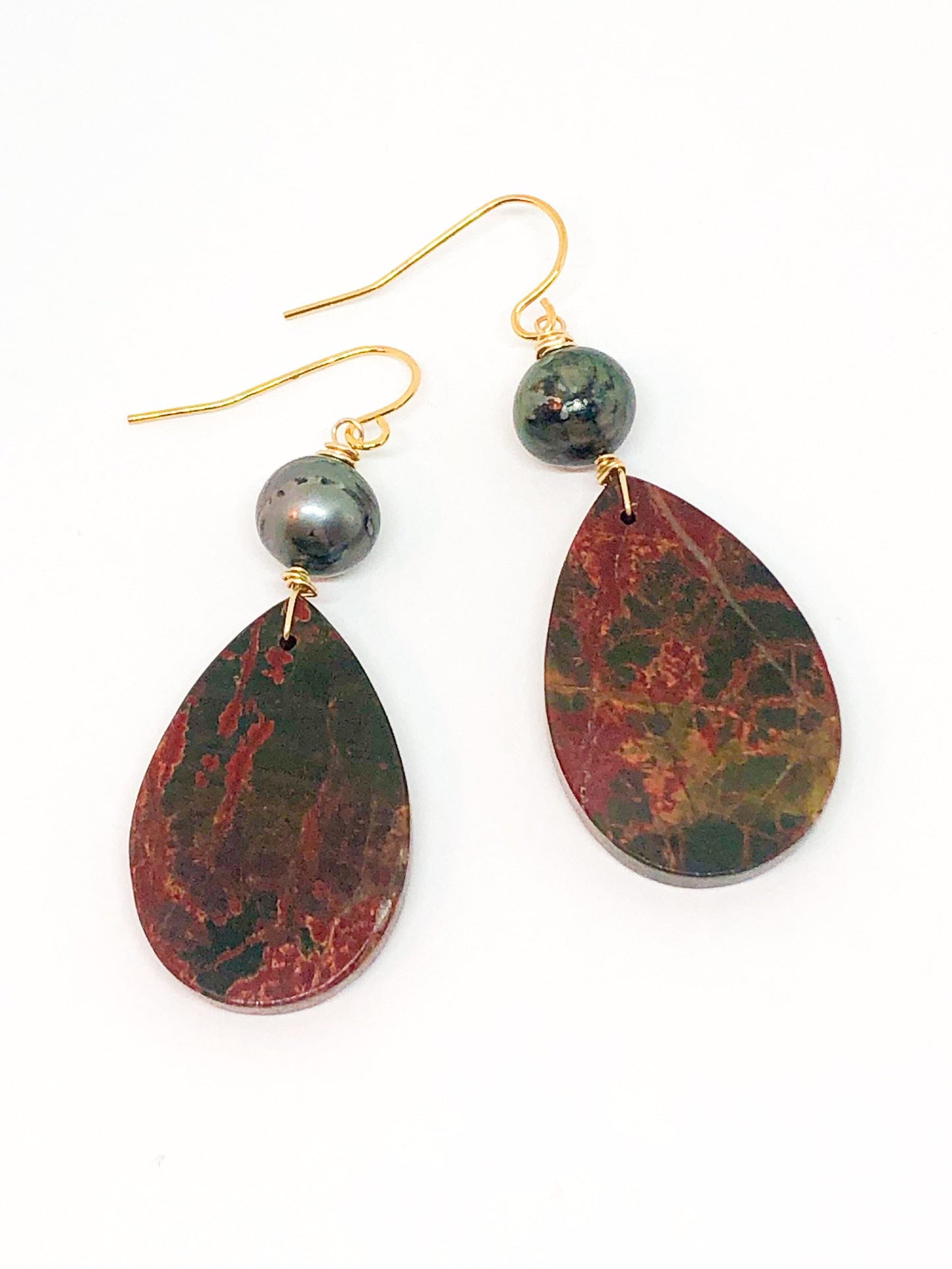 Jasper and Pearl earrings