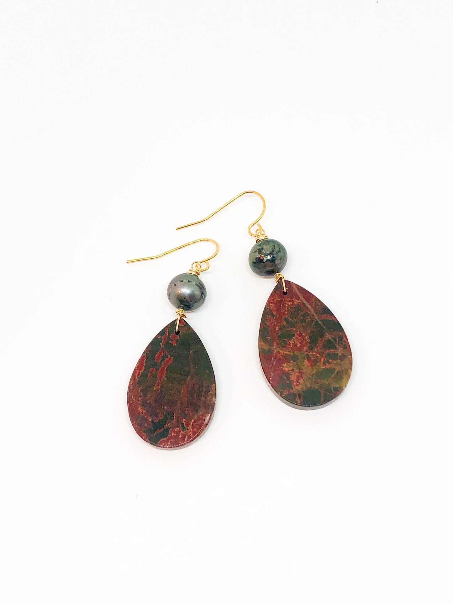 Jasper and Pearl earrings