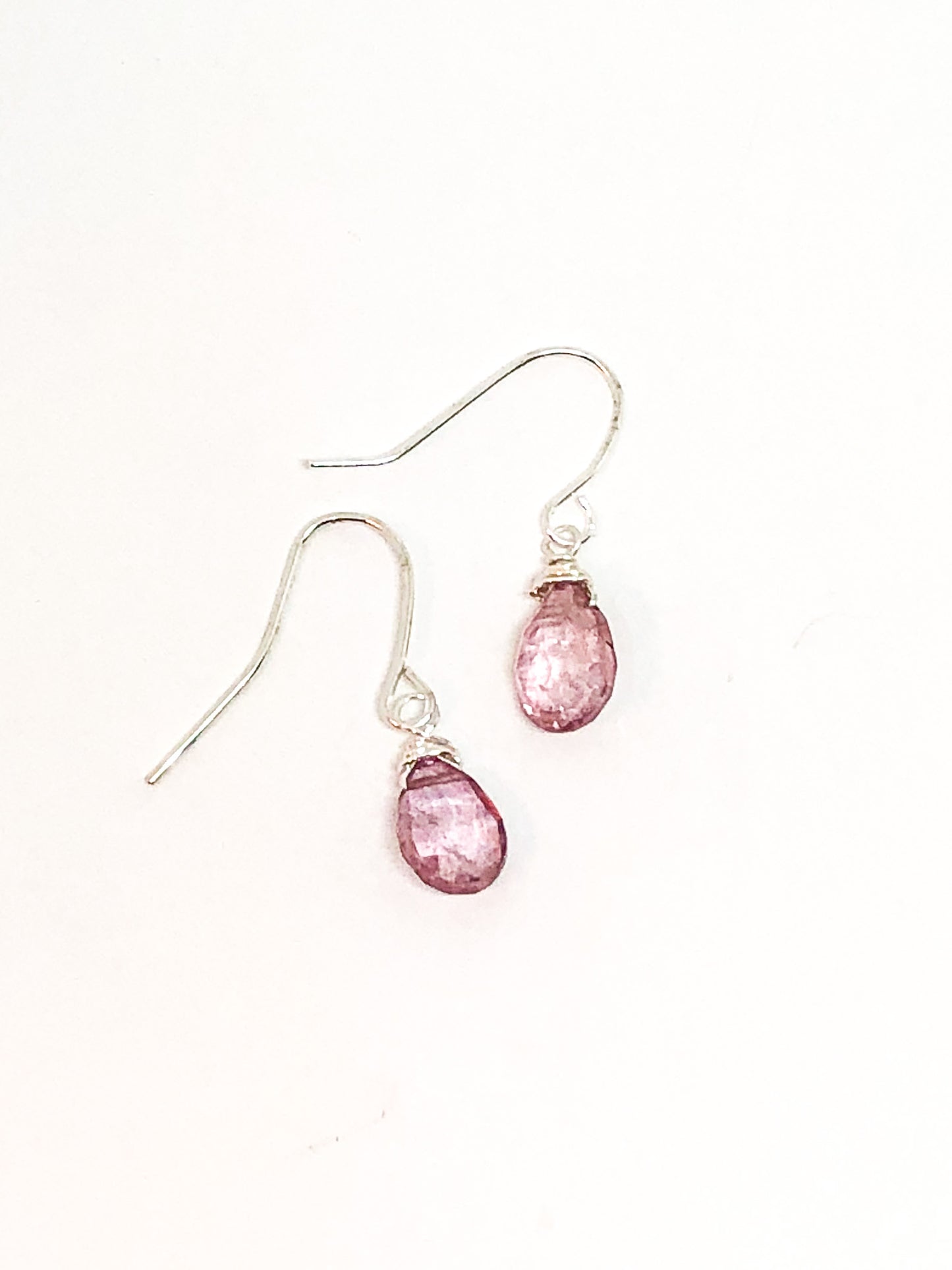 Pink quartz earrings in gold or silver