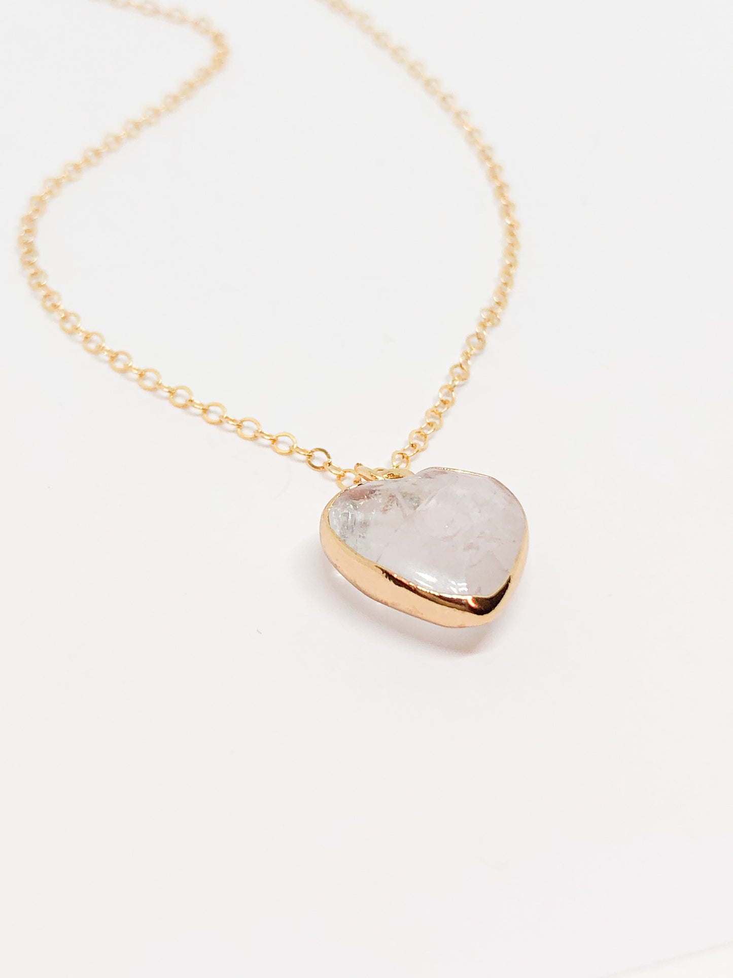 Rose quartz heart necklace