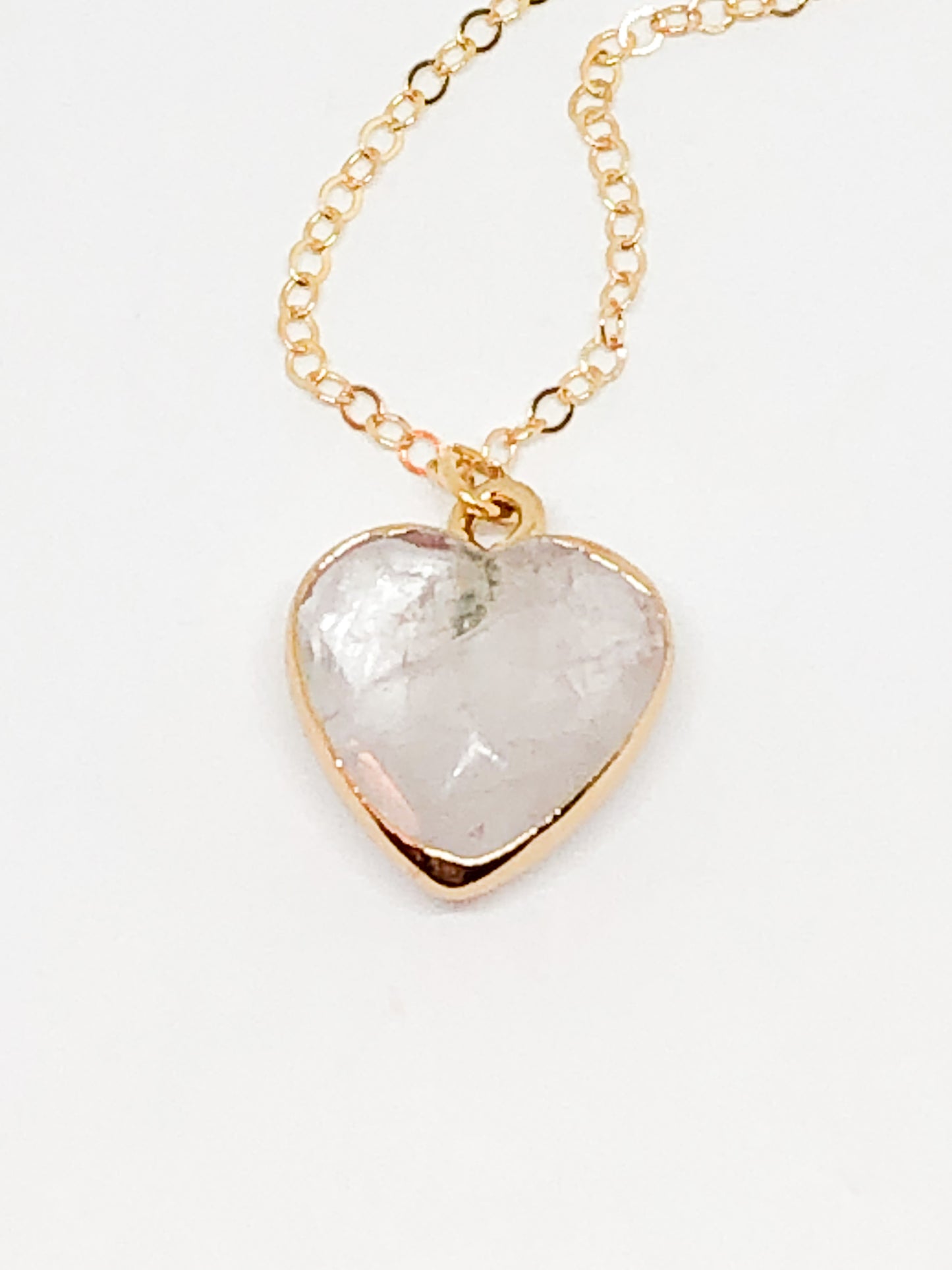 Rose quartz heart necklace