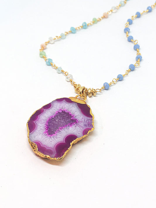 Geode gemstone necklace