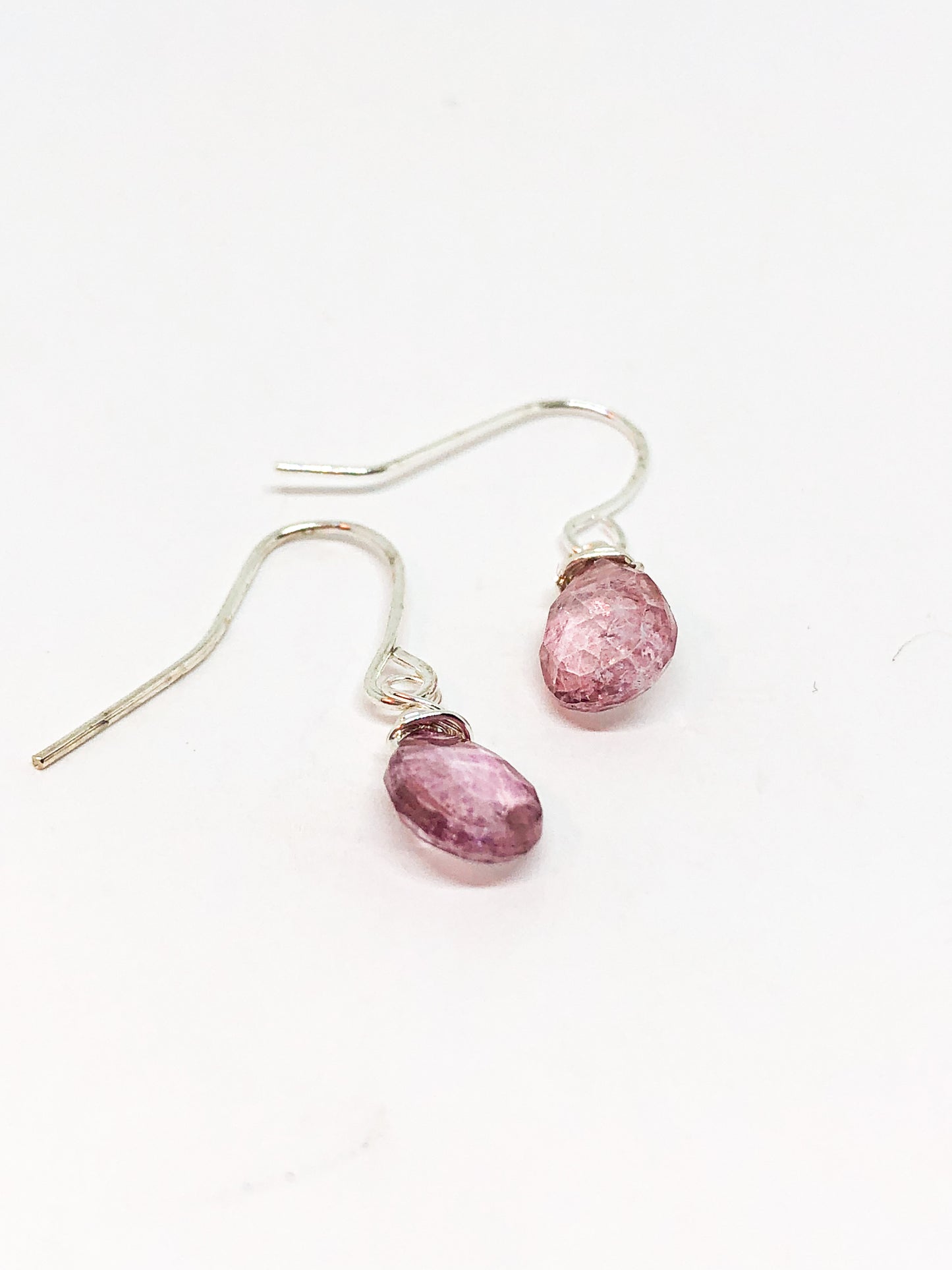 Pink quartz earrings in gold or silver