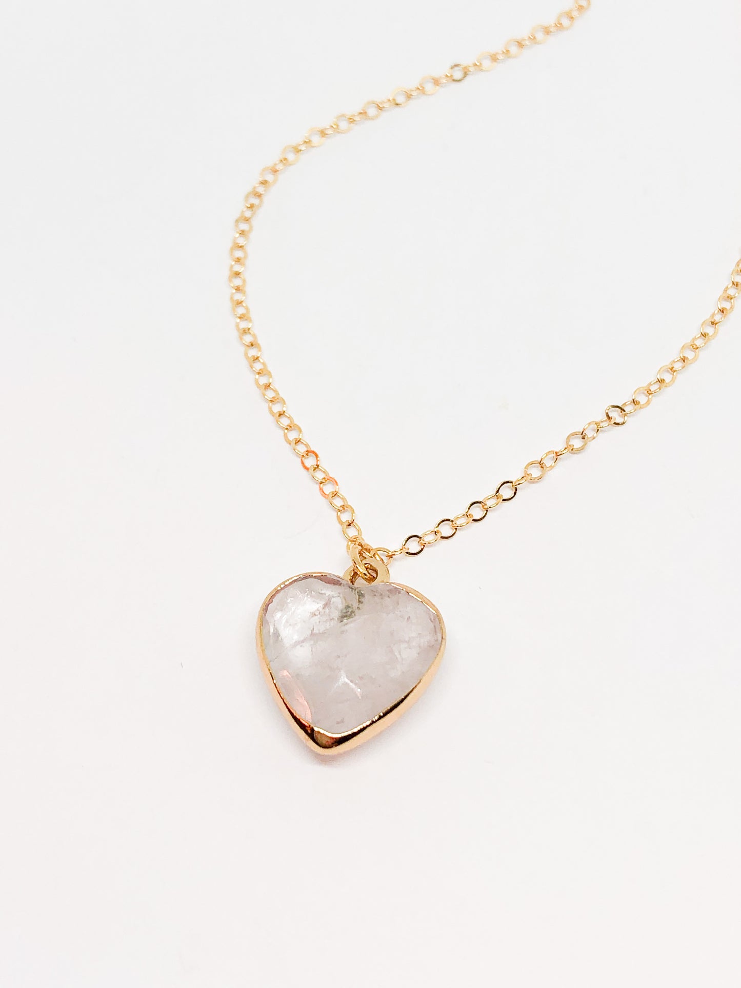 Rose quartz heart necklace