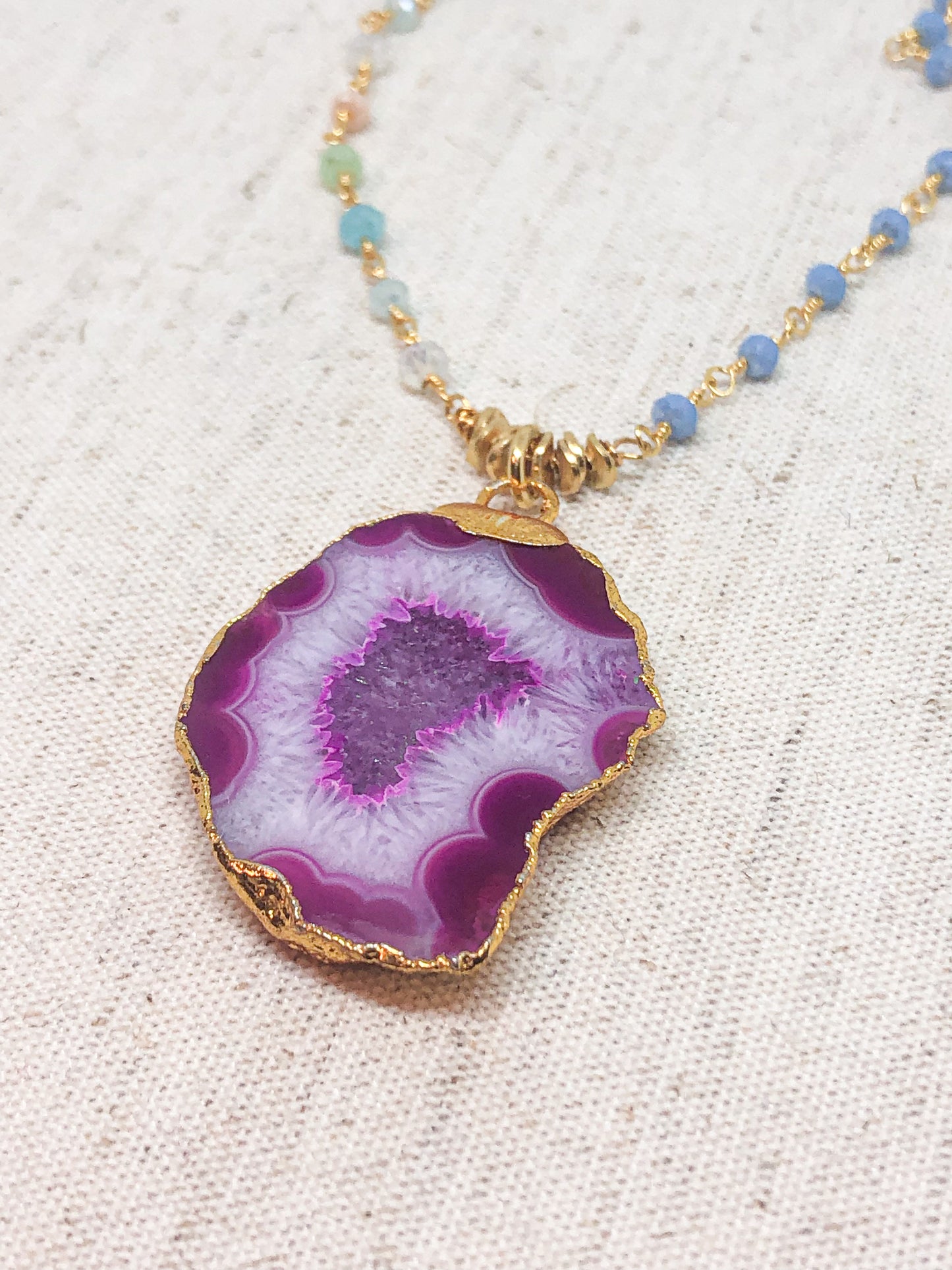 Geode gemstone necklace