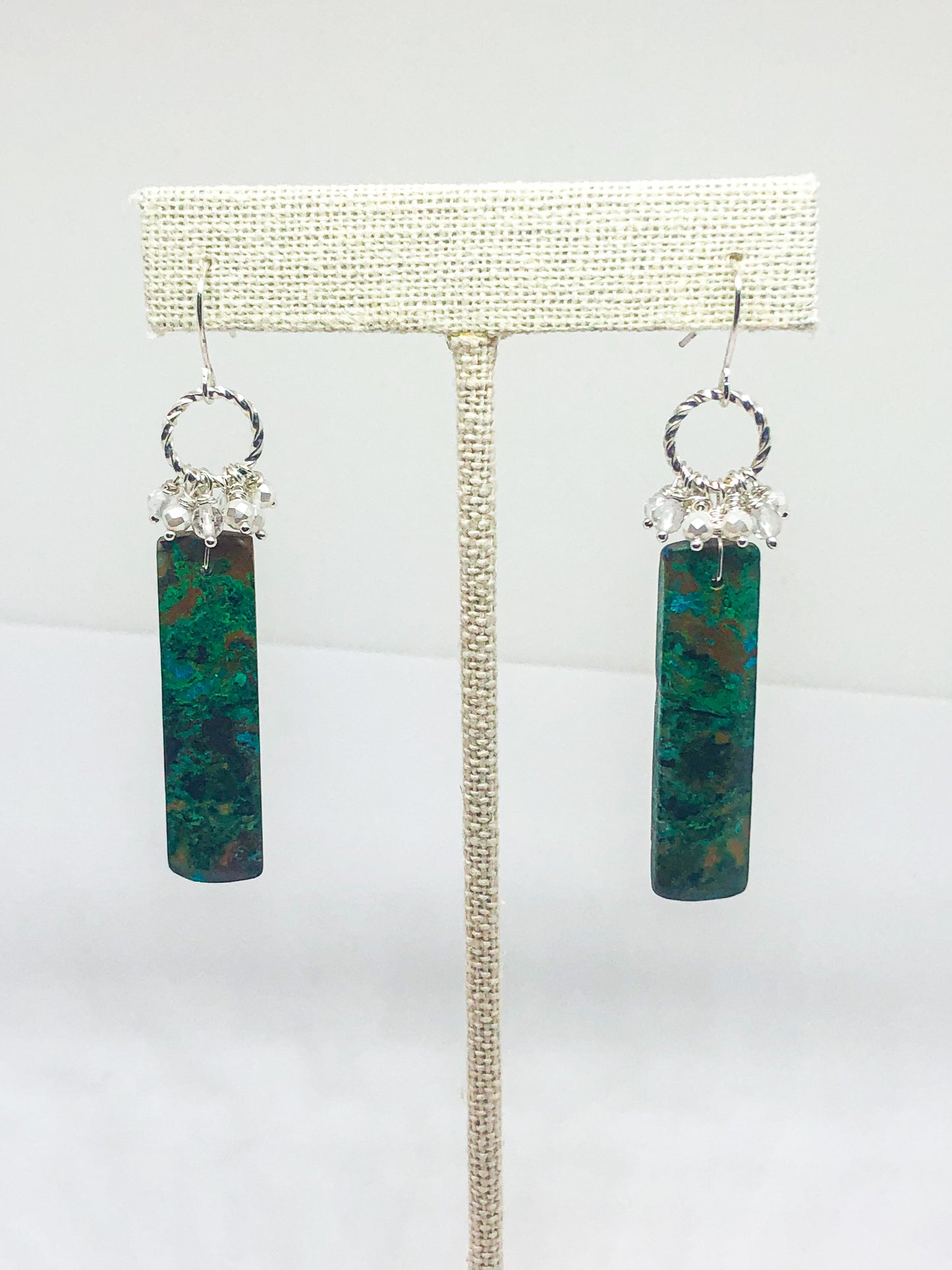 Turquoise and pearl gemstone earrings