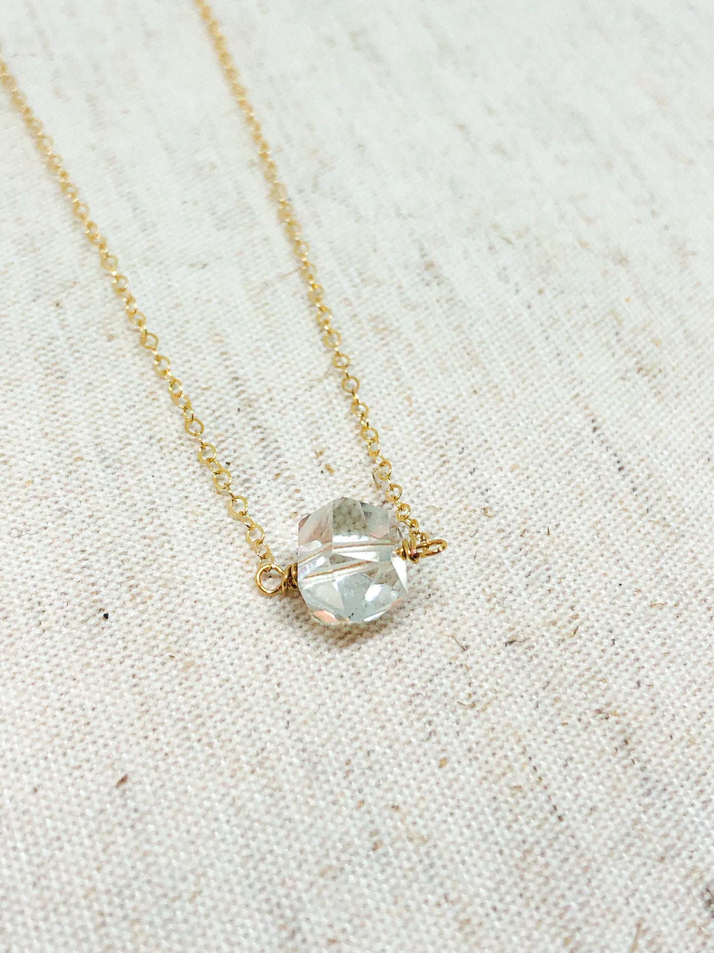 Clear quartz gemstone necklace