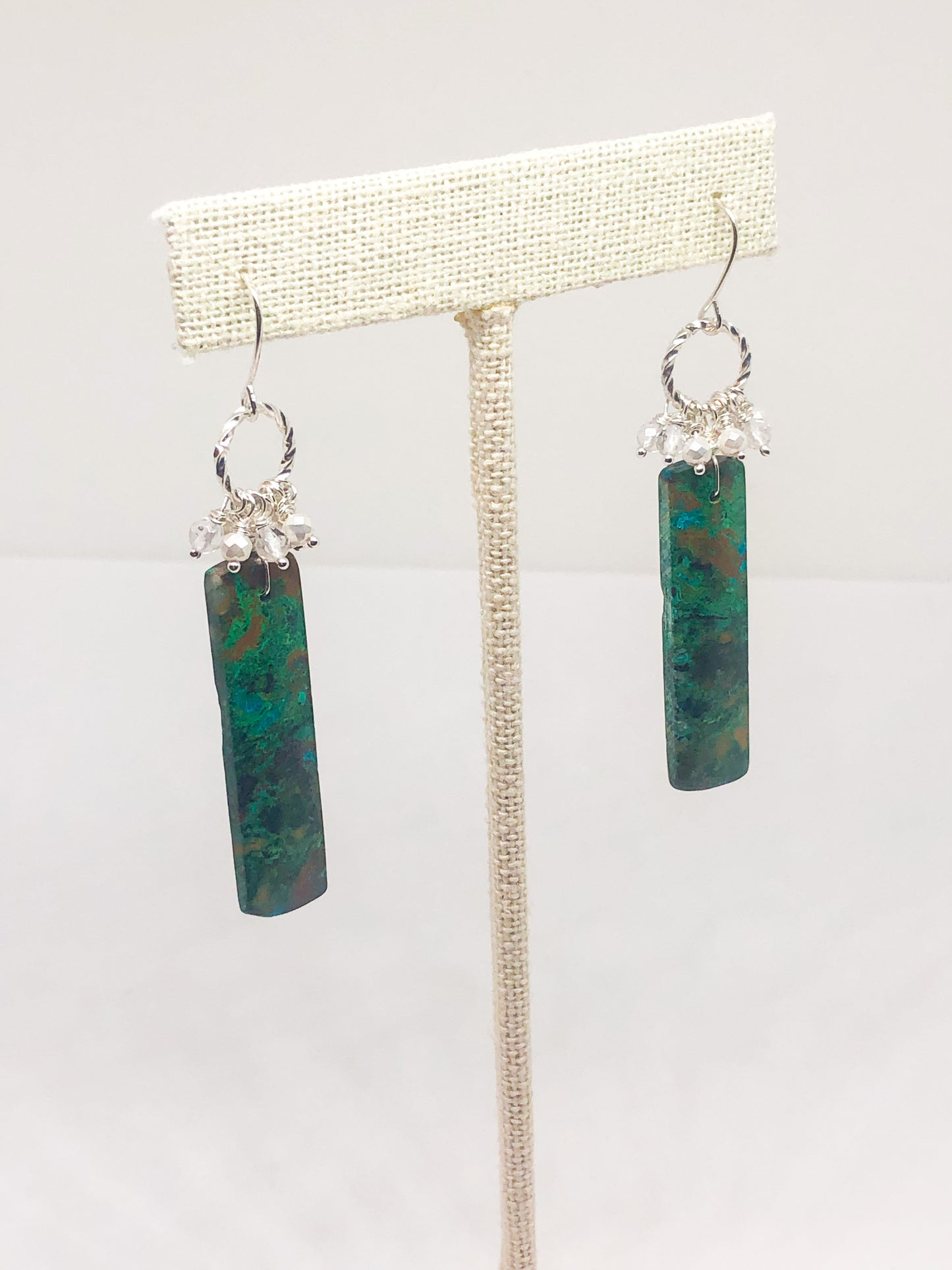 Turquoise and pearl gemstone earrings